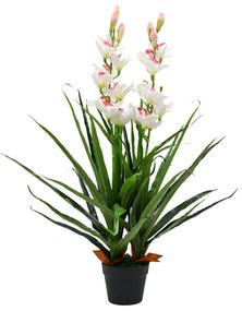 Planta orquídea cymbidium artificial com vaso 100 cm verde