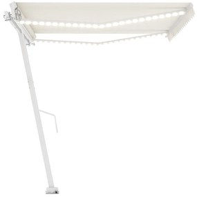 Toldo retrátil manual com LED 400x300 cm cor creme