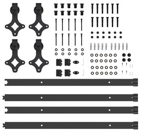 Kit de ferragens para porta deslizante 152,5 cm aço preto