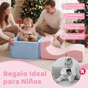 Conjunto de 2 Blocos Infantis de Escalada e Piscina de Bolas (BOLAS NÃO INCLUIDAS), 152 x 50 x 30 cm, Modulares, Multicolor