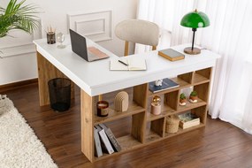 Secretária de Estudo Vesper - Branco e Pinho Atlântico - 130x72x50cm