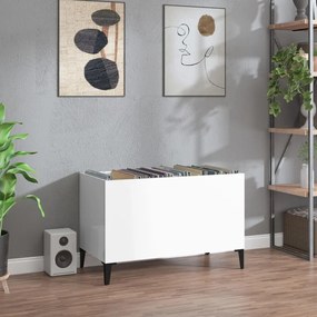 vidaXL Armário p/ discos 74,5x38x48 cm deriv. madeira branco brilhante