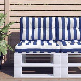 Almofadões p/ móveis de paletes 2 pcs tecido riscas azul/branco