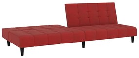 Sofá-cama de 2 lugares veludo vermelho tinto