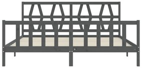 Estrutura de cama com cabeceira 200x200 cm madeira maciça cinza