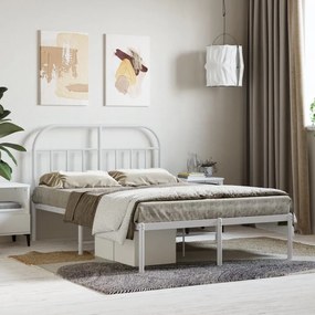 vidaXL Estrutura de cama com cabeceira 120x200 cm metal branco