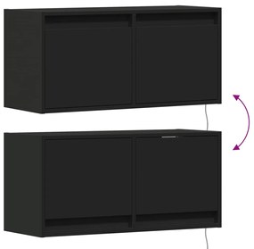 Móvel de parede para TV com luzes LED 80x31x35 cm preto