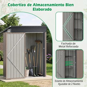 Abrigo para Ferramentas de Exterior, 150 x 89,5 x 186 cm, Prateleiras Ajustáveis, Cinzento