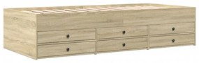 Sofá-cama com gavetas sem colchão 90x200 cm carvalho sonoma