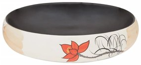 Lavatório de bancada oval 59x40x15 cm cerâmica multicor