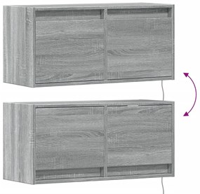 Móvel de parede p/ TV c/ luzes LED 80x31x35 cm cinzento sonoma