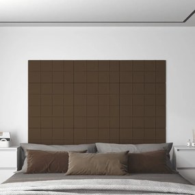 344075 vidaXL Painel de parede 12 pcs 60x30 cm tecido 2,16 m² castanho