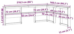 Estante cabeceira forma de L 150 cm madeira pinho maciça branco