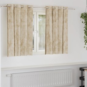 vidaXL Cortinas de Veludo 2 pcs com Ilhós Creme 140x140 cm