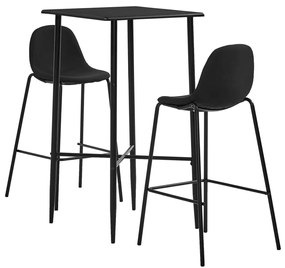 vidaXL 3 pcs conjunto de bar tecido preto
