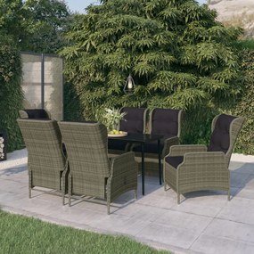 vidaXL 7 pcs conjunto de jantar para jardim castanho