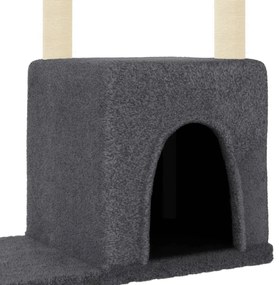 Árvore gatos c/ postes arranhadores sisal 97,5 cm cinza-escuro