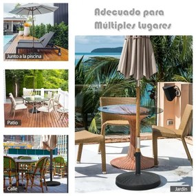 Base Redonda Guarda-sol de jardim exterior em resina de 22 kg Base redonda Design em rattan Botão ajustável Resistente à água e à luz solar