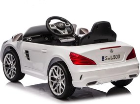 Carro elétrico para crianças até aos 5 anos Mercedes SL500, 12V com bateria de lítio, pneus borracha, controlo remoto Branco