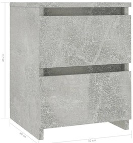 Mesa de cabeceira 30x30x40 cm contraplacado cinzento cimento