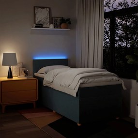 Cama com molas/colchão 90x200 cm tecido azul