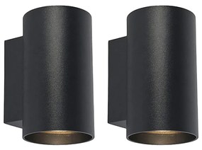 Conjunto de 2 candeeiros de parede modernos redondos pretos - Sandy Design,Moderno