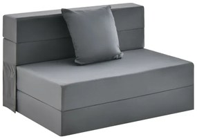 Sofá-cama de 3 seções com colchão dobrável de espuma de alta densidade com travesseiro capa lavável com fecho Cinzento Escuro