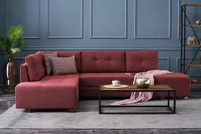 Sofá-Cama de Canto Manama – Vermelho Claret – 280x85x206 cm