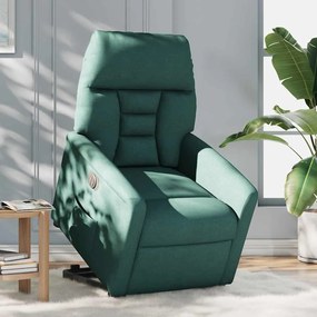 Poltrona reclinável elevatória elétrica tecido verde-escuro
