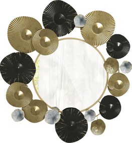 HOMCOM Espelho Decorativo de Parede Metálico para Sala Quarto Corredor 84x84 cm Dourado e Preto | Aosom Portugal
