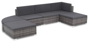 44425 vidaXL 6 pcs conjunto lounge de jardim c/ almofadões vime PE cinzento