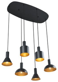 Candeeiro suspenso moderno preto com 6 luzes - Biles Moderno