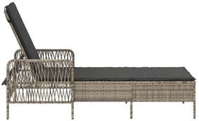 Espreguiçadeira Cinza claro Rattan PE 157 x 55 x 92 cm Dobrável