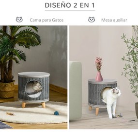 PawHut Caverna para Gatos de Vime Casa para Gatos Redonda com Tapete L