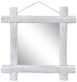 vidaXL Espelho de troncos 70x70 cm madeira recuperada maciça branco