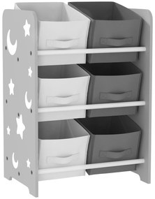 AIYAPLAY Estante para Brinquedos com 6 Caixas de Tecido não Tecido Amovíveis Organizador de Brinquedos para 43x30x60 cm Cinza
