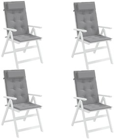 Almofadões p/ cadeira encosto alto 4 pcs tecido oxford cinzento