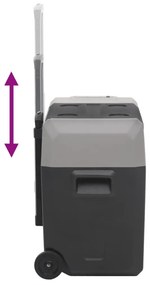 Mala térmica c/ rodas e adaptador 50L polipropileno preto/cinza