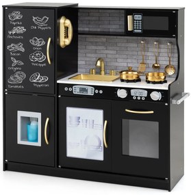 Conjunto de cozinha de faz de conta para crianças com acessórios e sons simulados - marrom rústico