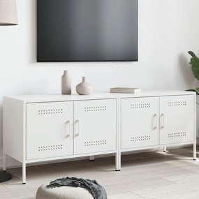 Móveis de TV 2 pcs 68x39x50,5 cm aço branco