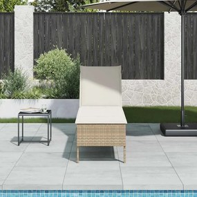 vidaXL Espreguiçadeira com almofadão 55x200x44cm vime PE bege