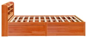Estrutura cama c/ cabeceira 150x200cm pinho maciço castanho-mel