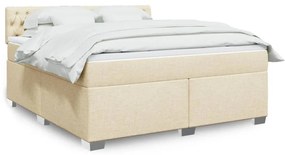 vidaXL Cama com molas/colchão 180x200 cm tecido cor creme