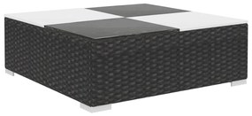 6 pcs conjunto lounge de jardim c/ almofadões vime PE preto