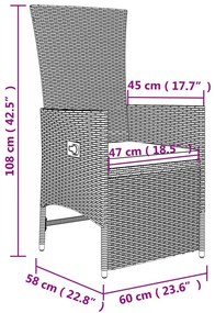 3 pcs conjunto lounge para jardim vime PE e aço bege