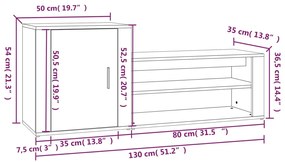 Sapateira 130x35x54 cm derivados de madeira branco brilhante