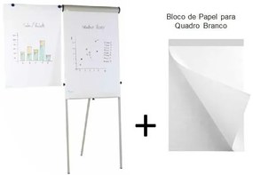 Quadro Branco Tripé 68x104cm Flip Chart + Bloco de Folhas  ( Cavalete / Conferência )