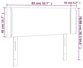 Cabeceira cama c/ LED 83x16x78/88 cm couro artificial cinzento