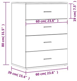 Aparadores 2 pcs 60x39x80 cm derivados de madeira branco