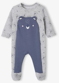 Pijama coala em moletão, para recém-nascido cinza mesclado